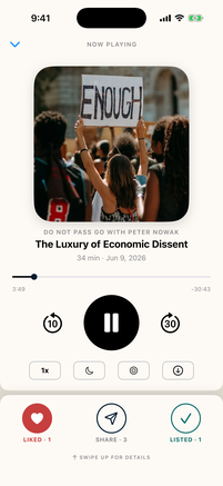 The LISTND now playing screen with artwork and playback controls
